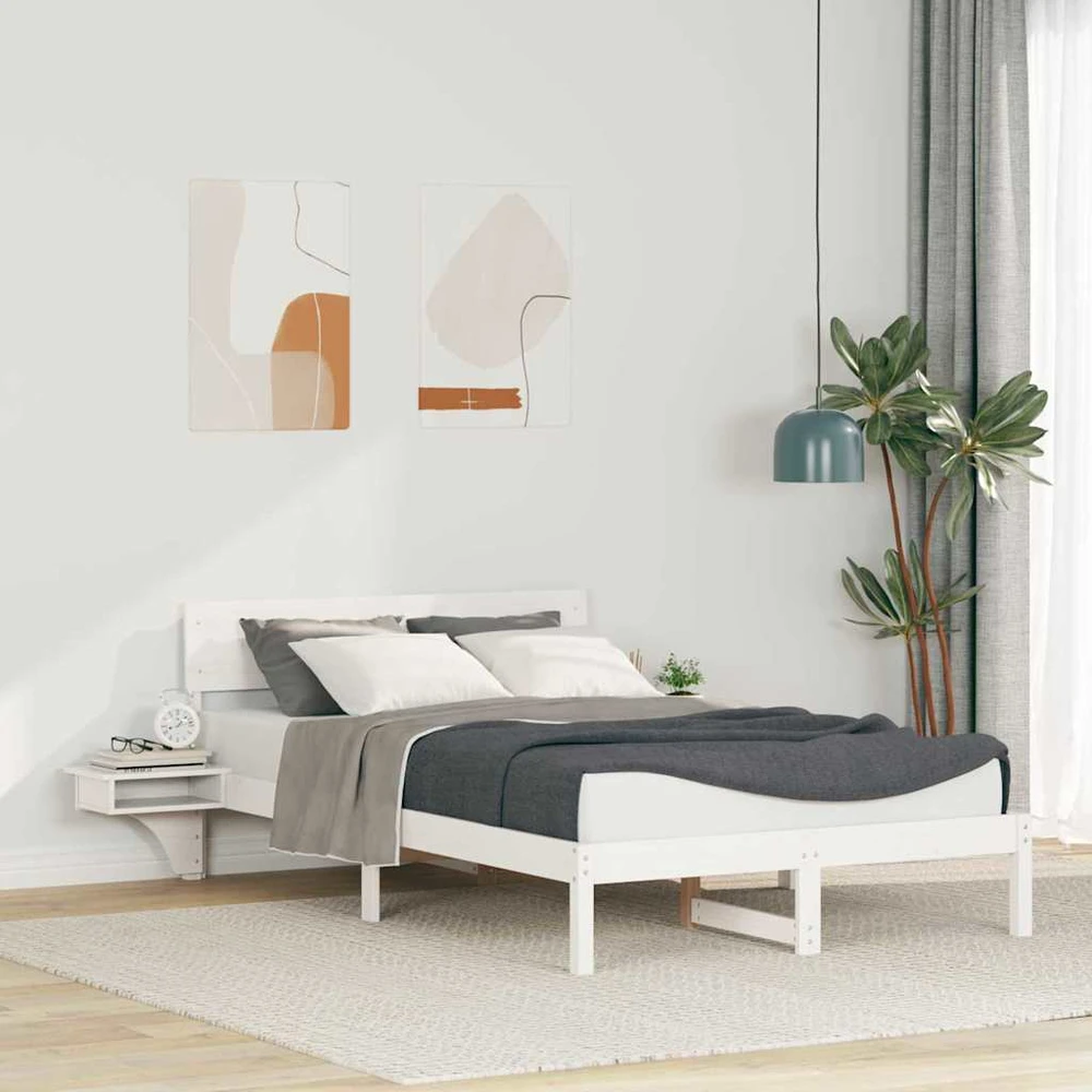 Lovos rėmas Balta 140 x 200 cm Kietos pušies mediena