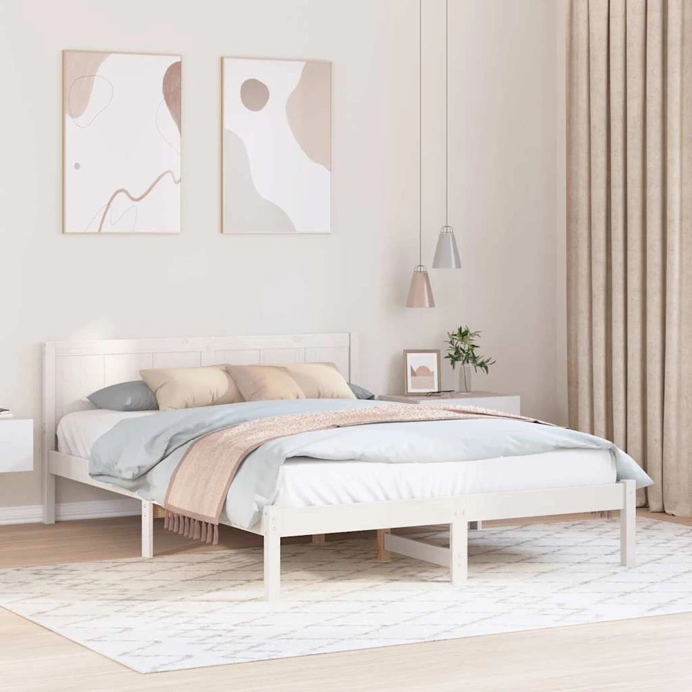Lovos rėmas Balta 140 x 200 cm Pušies medienos masyvas