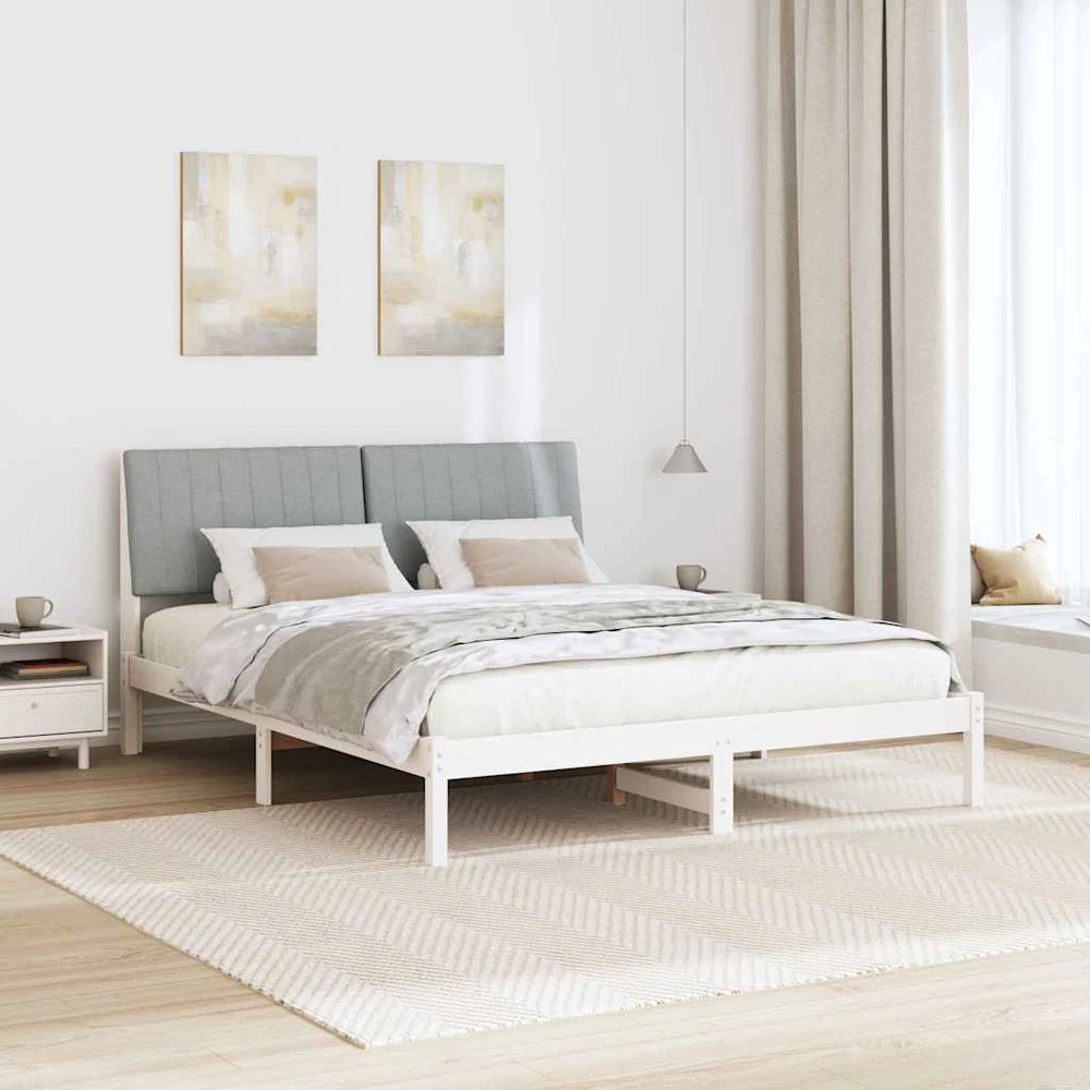 Lovos rėmas Balta 150 x 200 cm Kietos pušies mediena