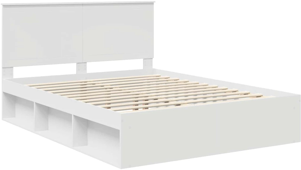 Lovos rėmas Balta 150 x 200 cm Kietos pušies mediena