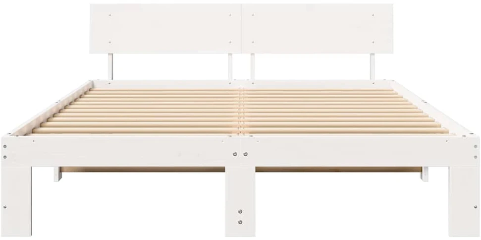 Lovos rėmas Balta 150 x 200 cm Kietos pušies mediena