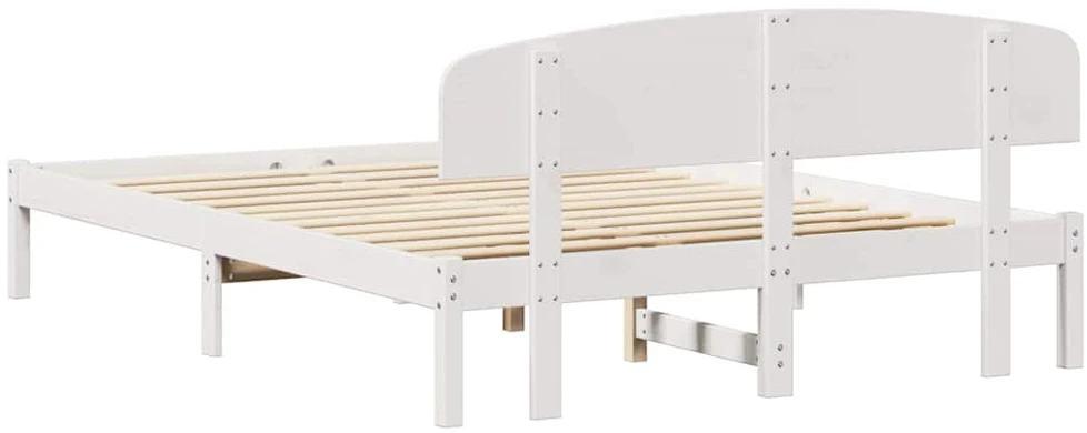 Lovos rėmas Balta 150 x 200 cm Kietos pušies mediena