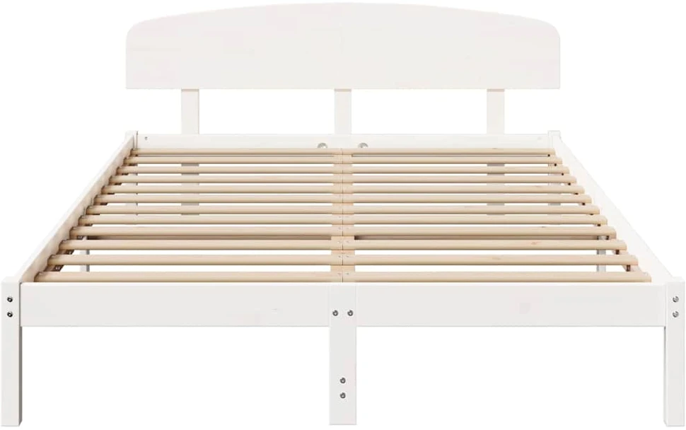 Lovos rėmas Balta 150 x 200 cm Kietos pušies mediena