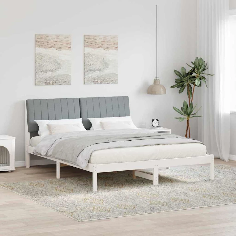 Lovos rėmas Balta 150 x 200 cm Kietos pušies mediena