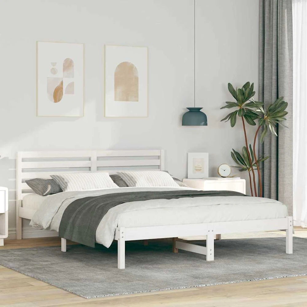 Lovos rėmas Balta 150 x 200 cm Kietos pušies mediena