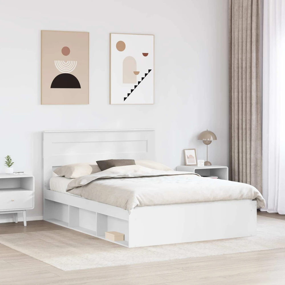 Lovos rėmas Balta 160 x 200 cm Kietos pušies mediena
