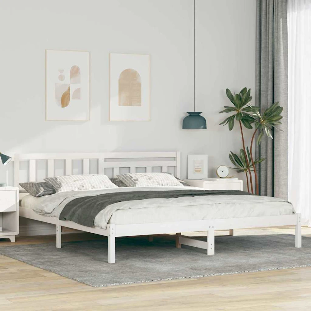 Lovos rėmas Balta 180 x 200 cm Kietos pušies mediena