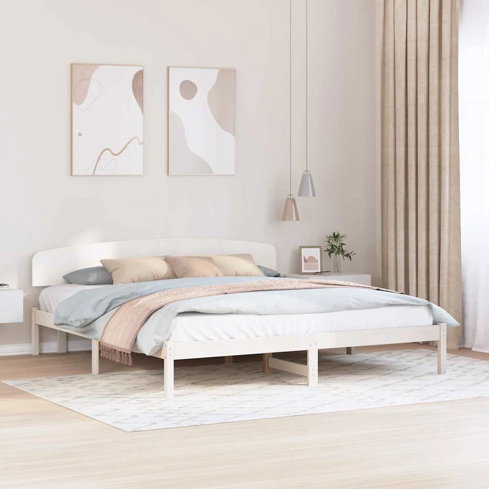 Lovos rėmas Balta 180 x 200 cm Kietos pušies mediena