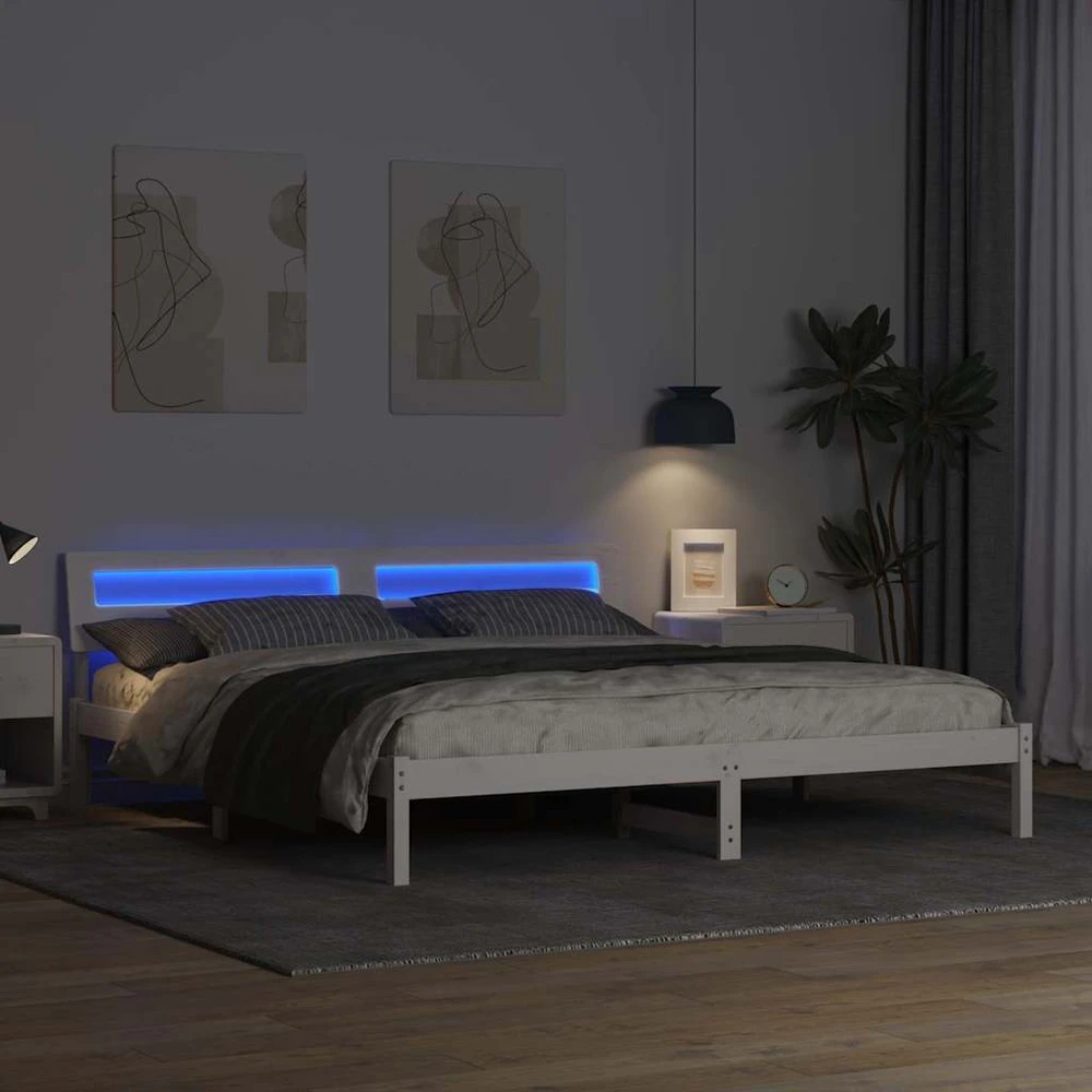 Lovos rėmas Balta 180 x 200 cm Kietos pušies mediena