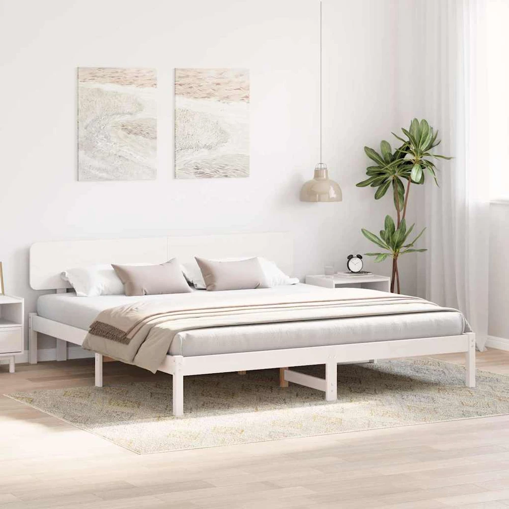 Lovos rėmas Balta 180 x 200 cm Kietos pušies mediena