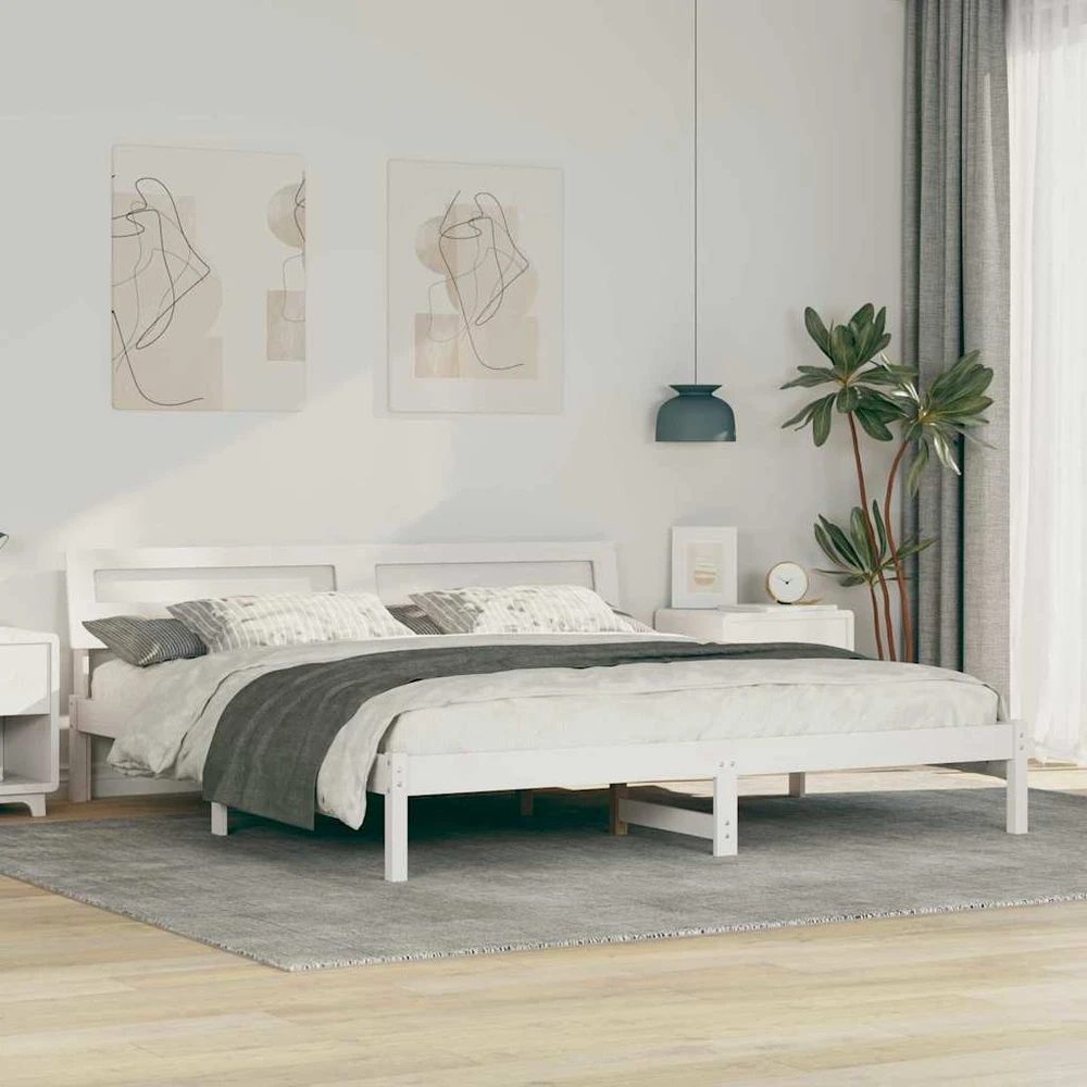 Lovos rėmas Balta 180 x 200 cm Kietos pušies mediena