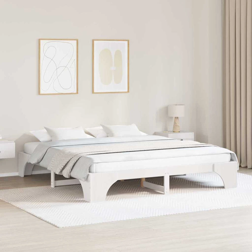 Lovos rėmas Balta 180 x 200 cm Kietos pušies mediena