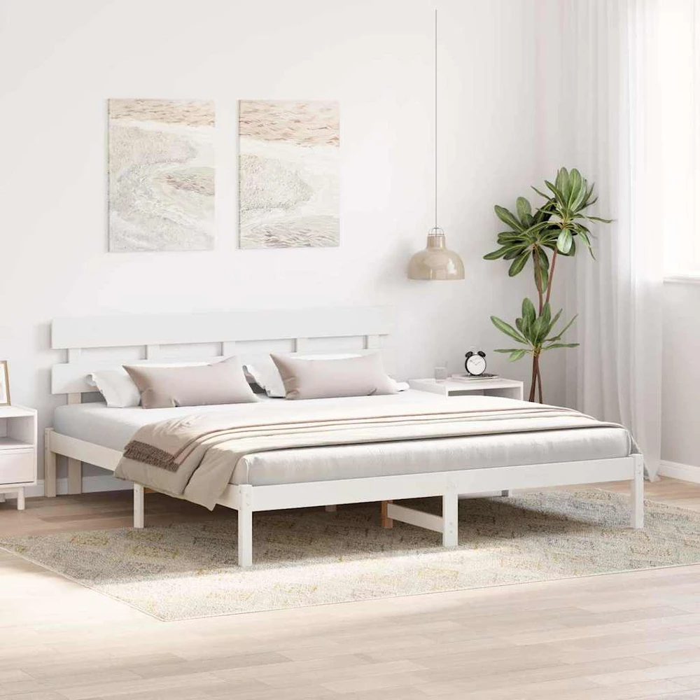Lovos rėmas Balta 180 x 200 cm Pušies medienos masyvas
