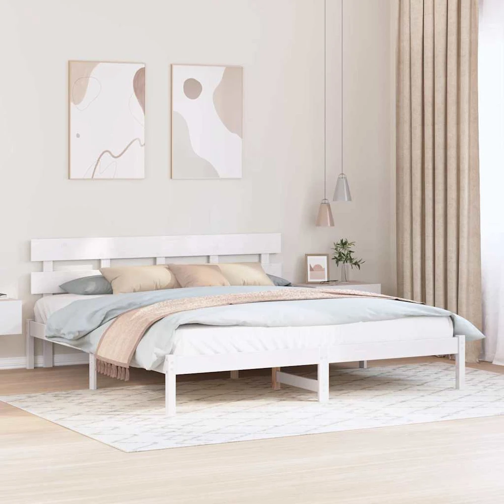 Lovos rėmas Balta 180 x 200 cm Pušies medienos masyvas