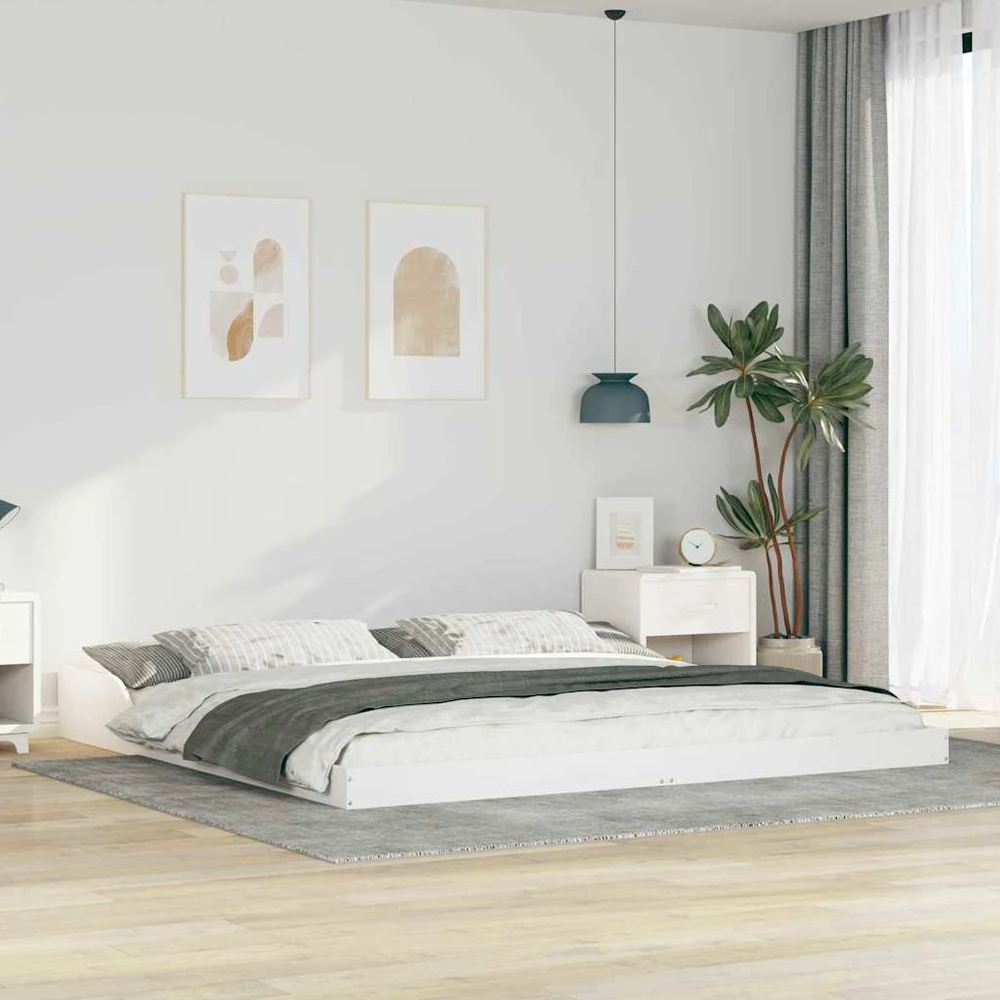 Lova Lovos rėmas Balta 180 x 210 cm Kietos pušies mediena