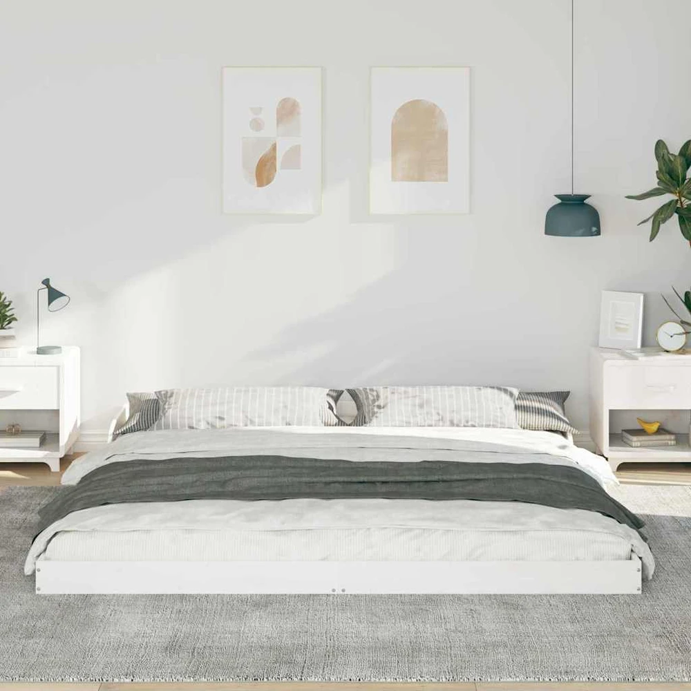 Lova Lovos rėmas Balta 180 x 210 cm Kietos pušies mediena