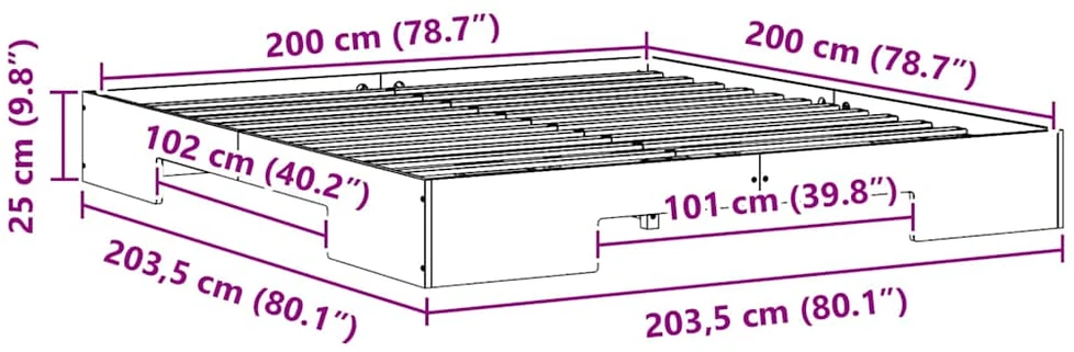 Lovos rėmas Balta 200 x 200 cm