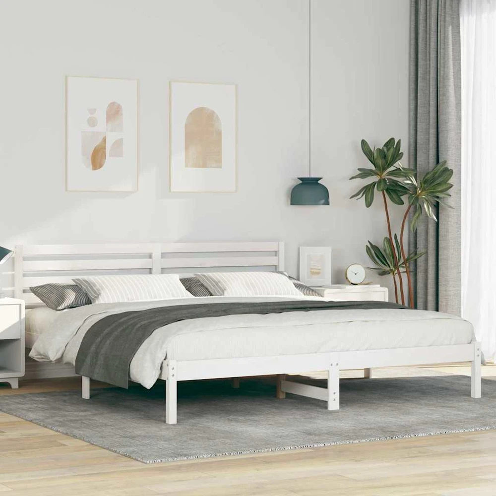 Lovos rėmas Balta 200 x 200 cm Kietos pušies mediena