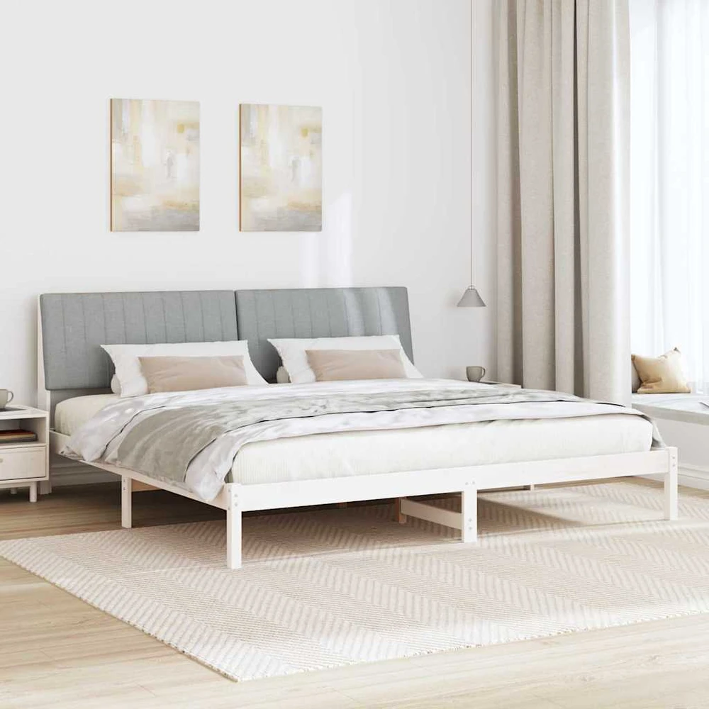Lovos rėmas Balta 200 x 200 cm Kietos pušies mediena