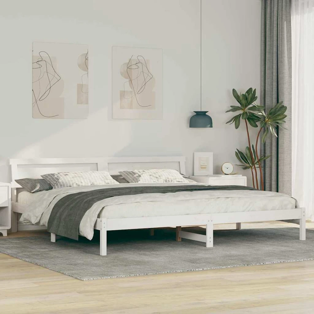 Lovos rėmas Balta 200 x 200 cm Kietos pušies mediena