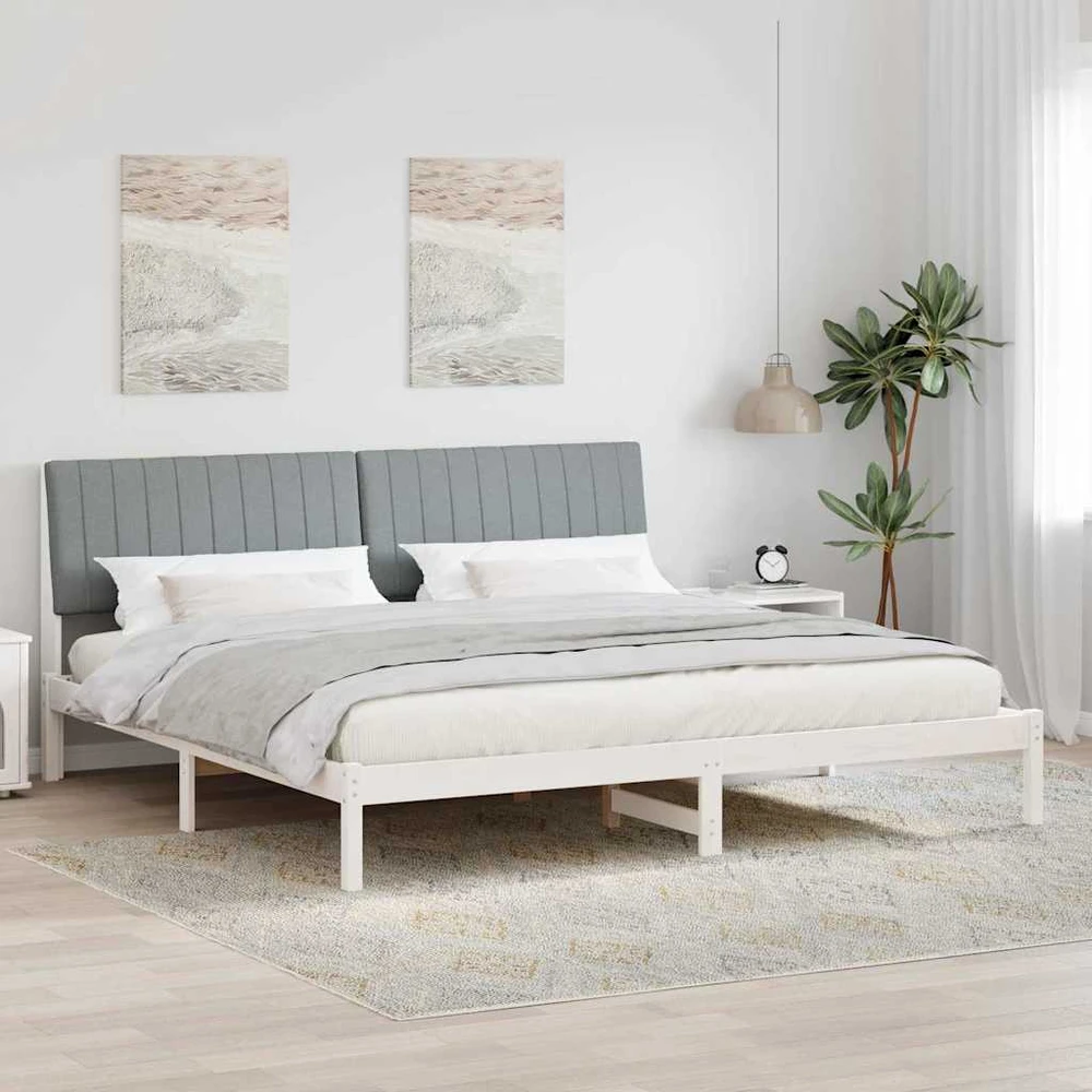 Lovos rėmas Balta 200 x 200 cm Kietos pušies mediena