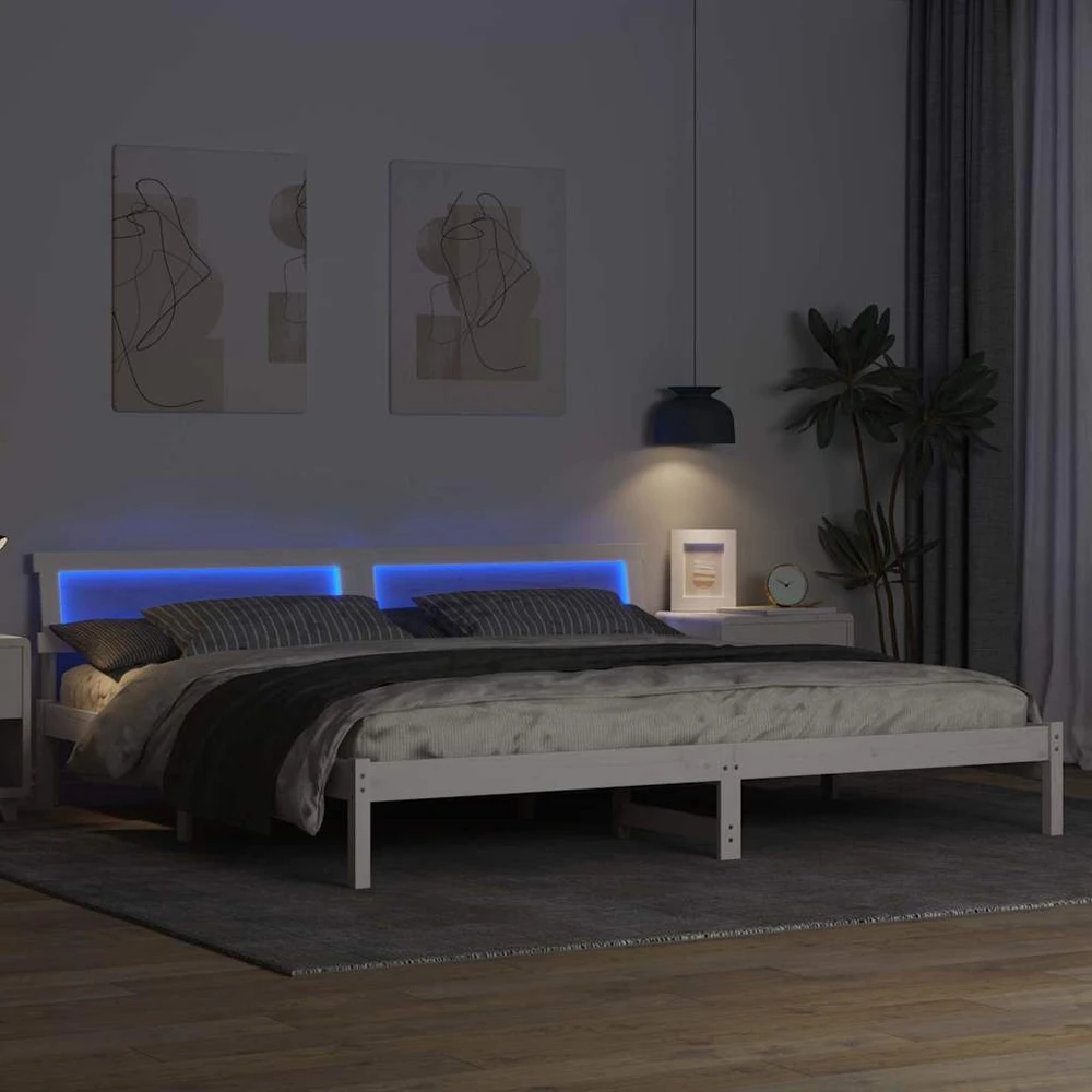 Lovos rėmas Balta 200 x 200 cm Kietos pušies mediena