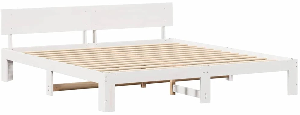 Lovos rėmas Balta 200 x 200 cm Kietos pušies mediena
