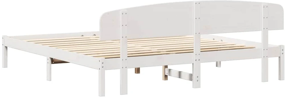 Lovos rėmas Balta 200 x 200 cm Kietos pušies mediena