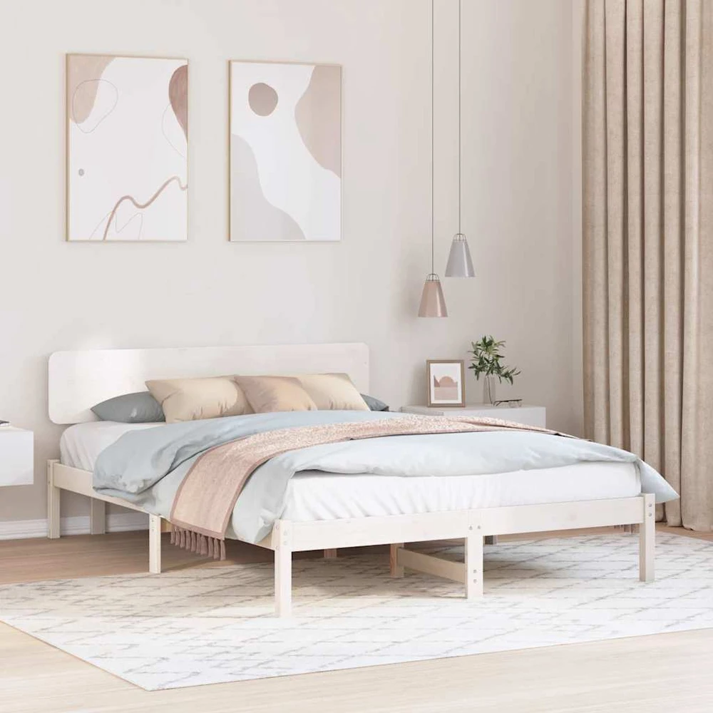 Lovos rėmas Balta 200 x 200 cm Kietos pušies mediena