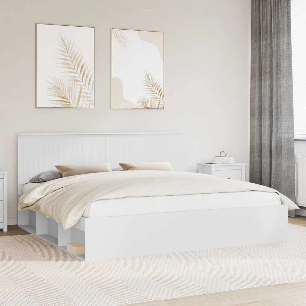 Lovos rėmas Balta 200 x 200 cm Kietos pušies mediena