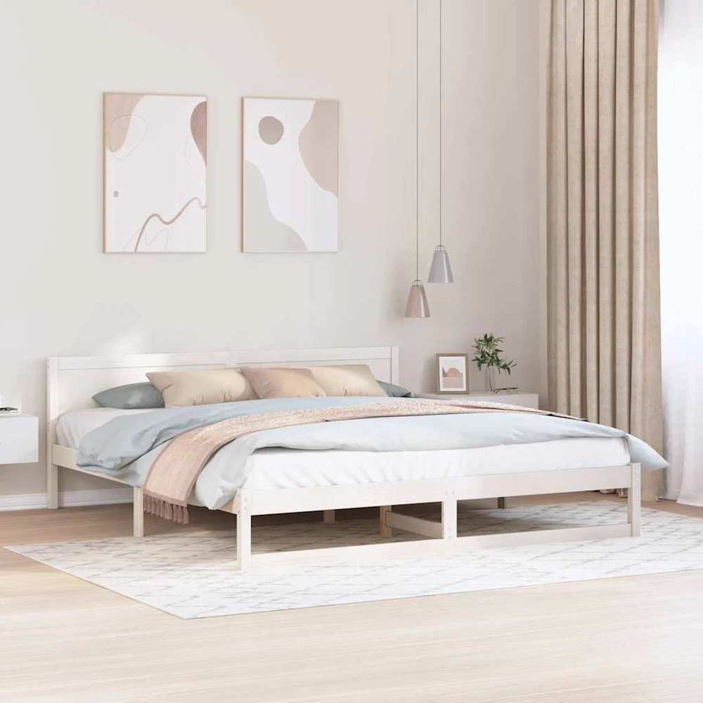 Lovos rėmas Balta 200 x 200 cm Kietos pušies mediena