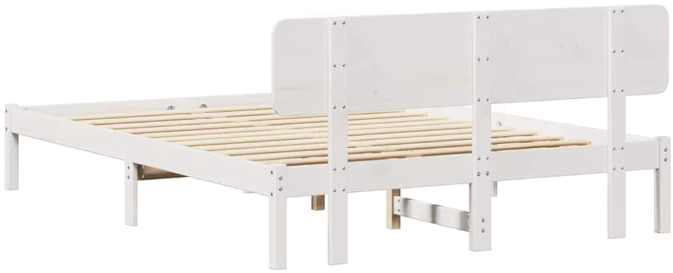 Lovos rėmas Balta 200 x 200 cm Kietos pušies mediena