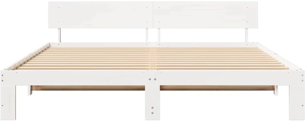Lovos rėmas Balta 200 x 200 cm Kietos pušies mediena
