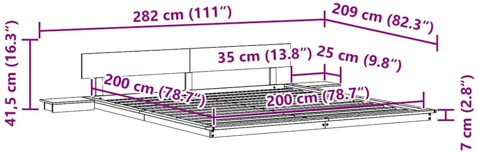 Lovos rėmas Balta 200 x 200 cm Medis