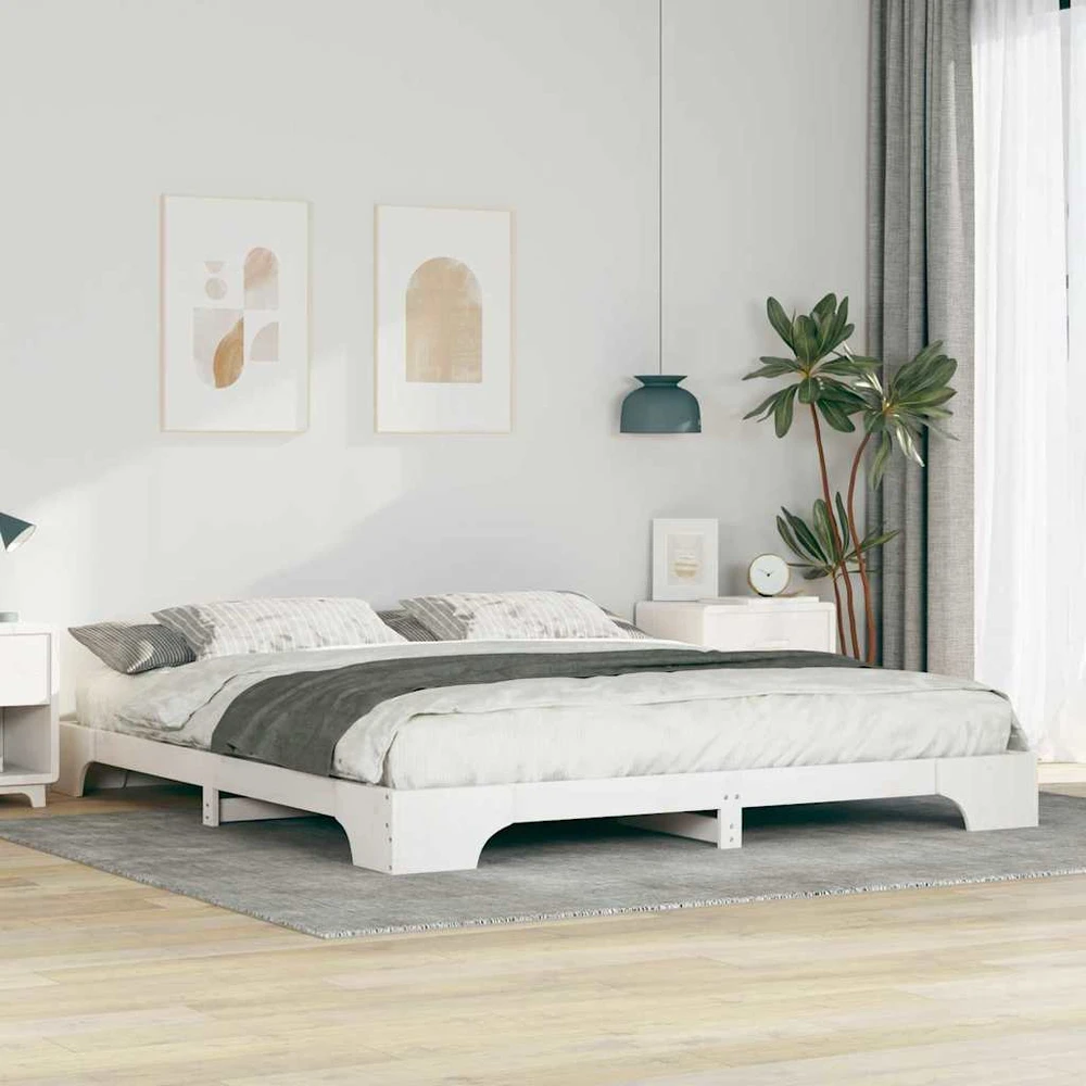 Lova Lovos rėmas Balta 200 x 210 cm Kietos pušies mediena