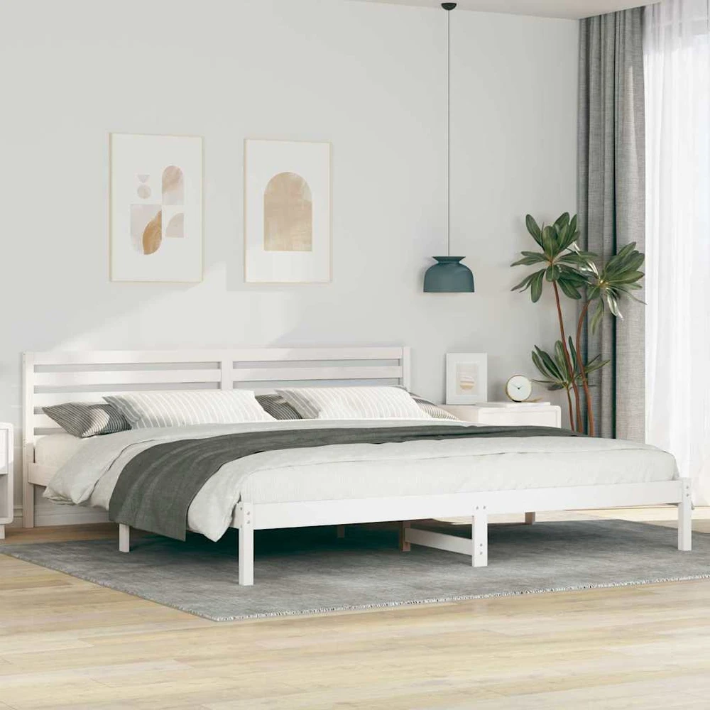 Lova Lovos rėmas Balta 200 x 210 cm Kietos pušies mediena