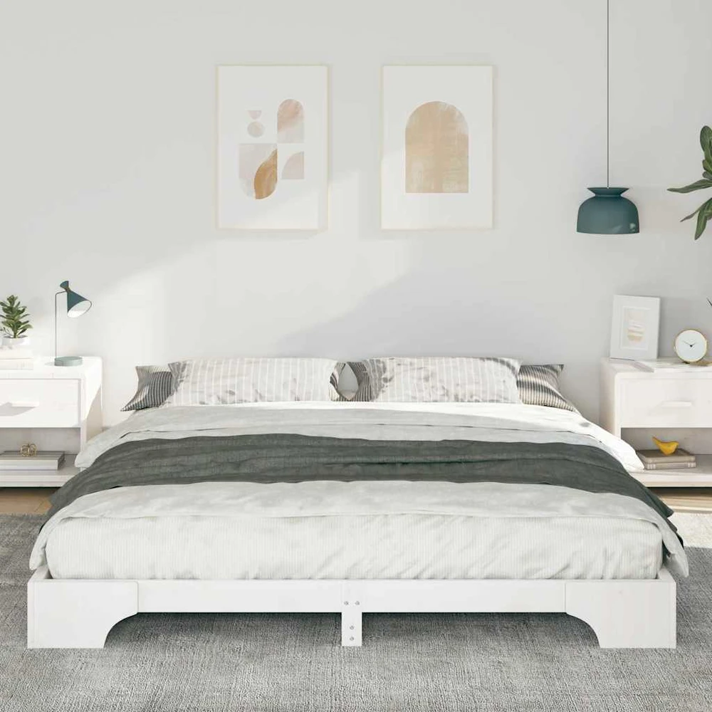 Lova Lovos rėmas Balta 200 x 210 cm Kietos pušies mediena