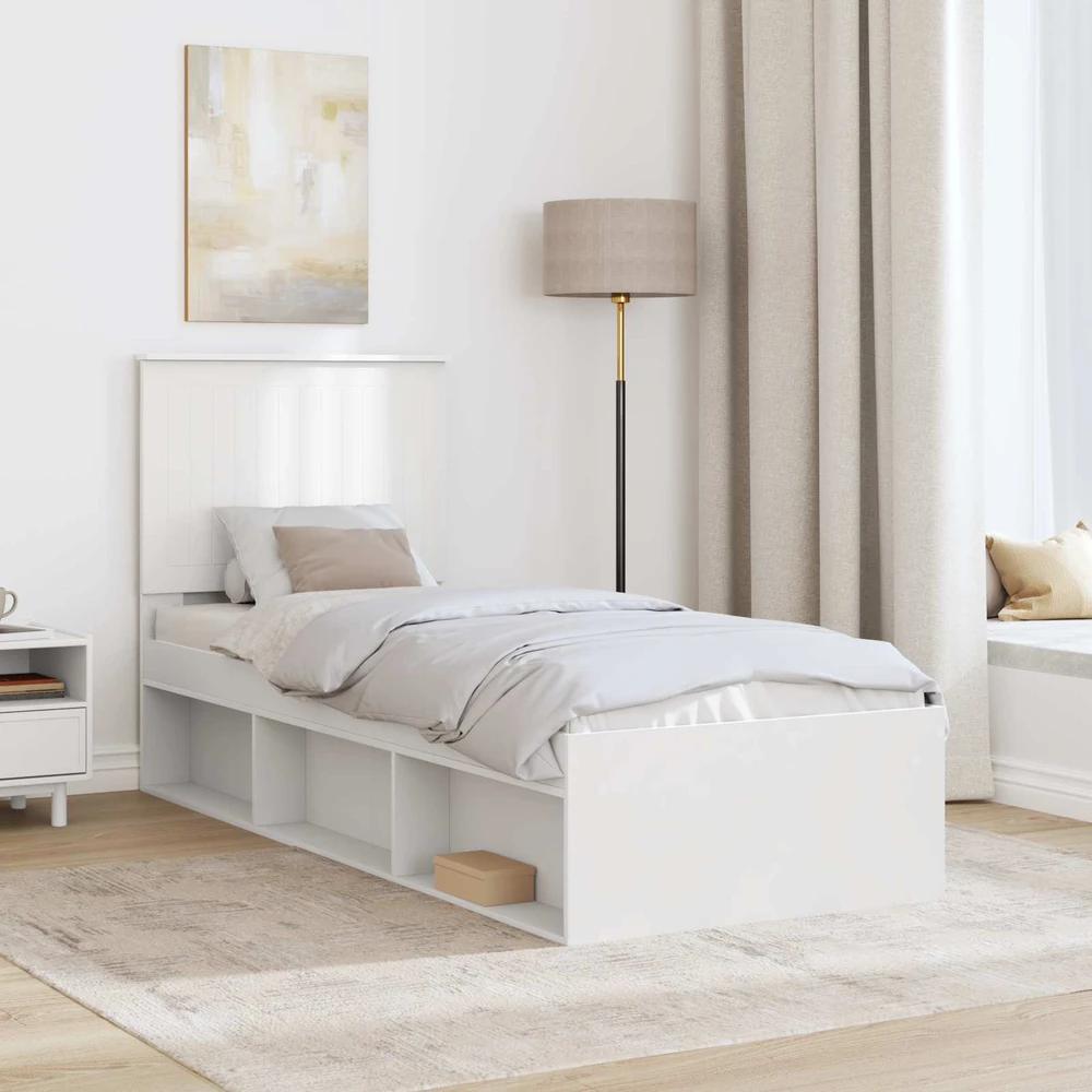 Lova Lovos rėmas Balta 75 x 190 cm Kietos pušies mediena