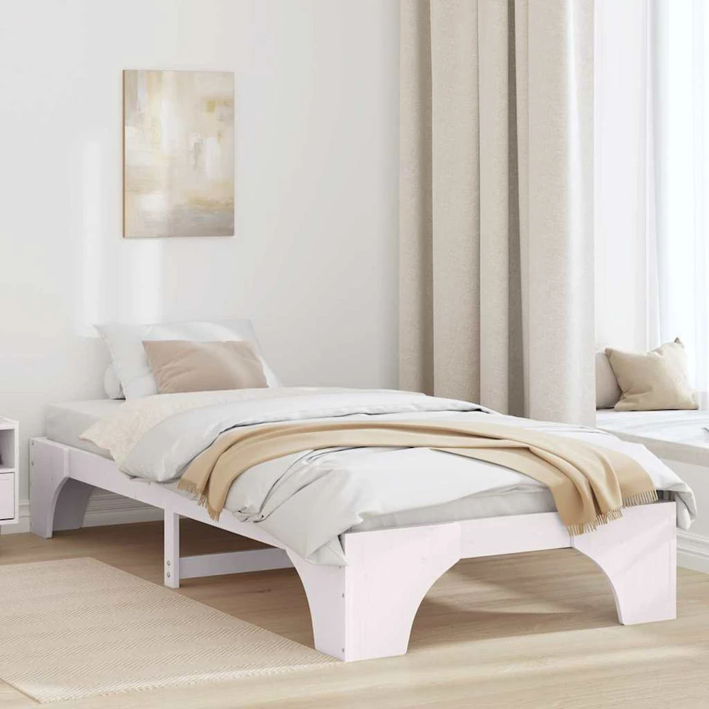 Lova Lovos rėmas Balta 75 x 190 cm Kietos pušies mediena