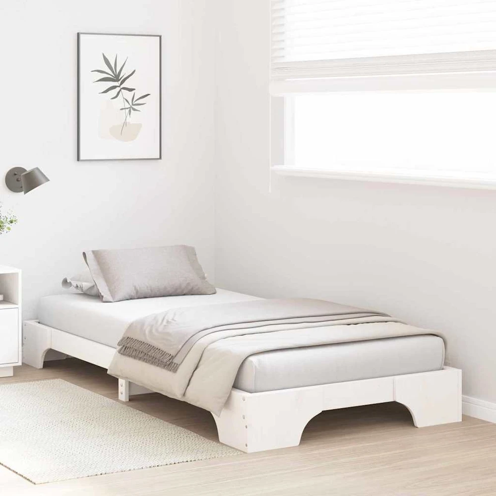 Lova Lovos rėmas Balta 75 x 190 cm Kietos pušies mediena