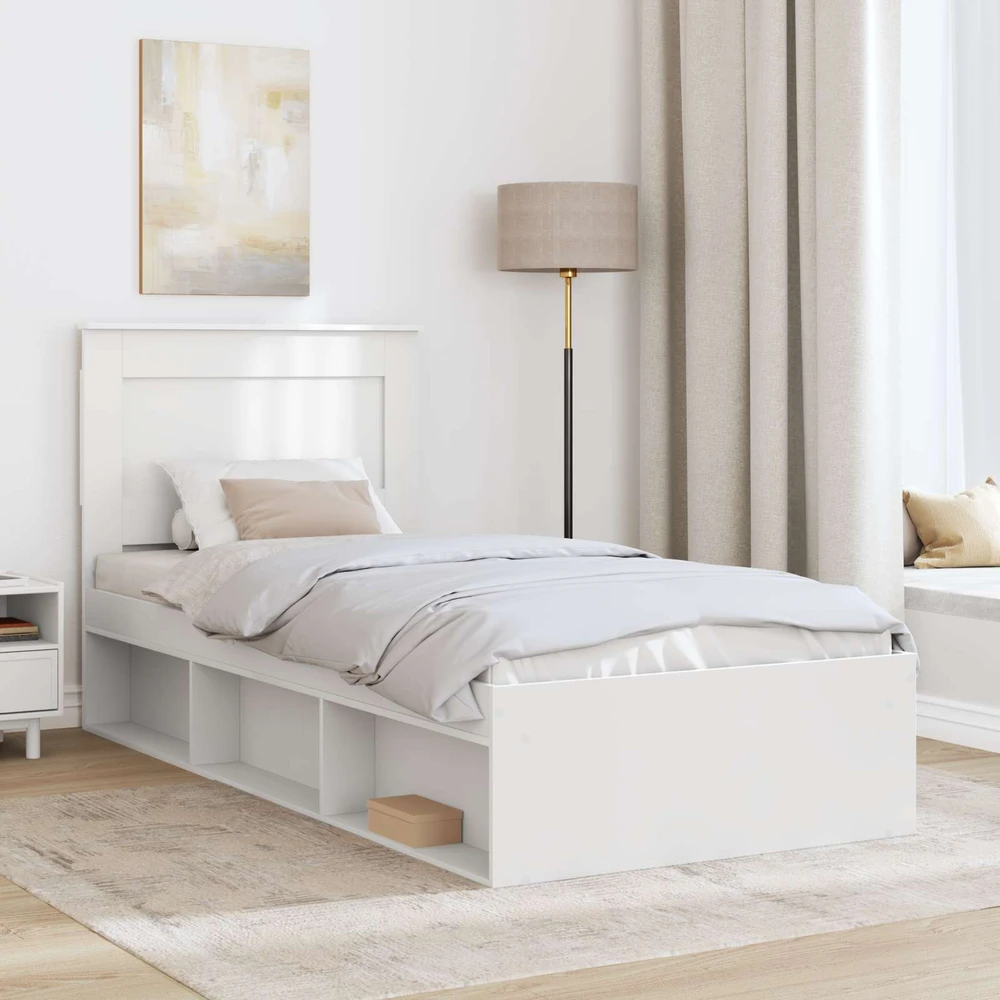 Lova Lovos rėmas Balta 75 x 190 cm Kietos pušies mediena