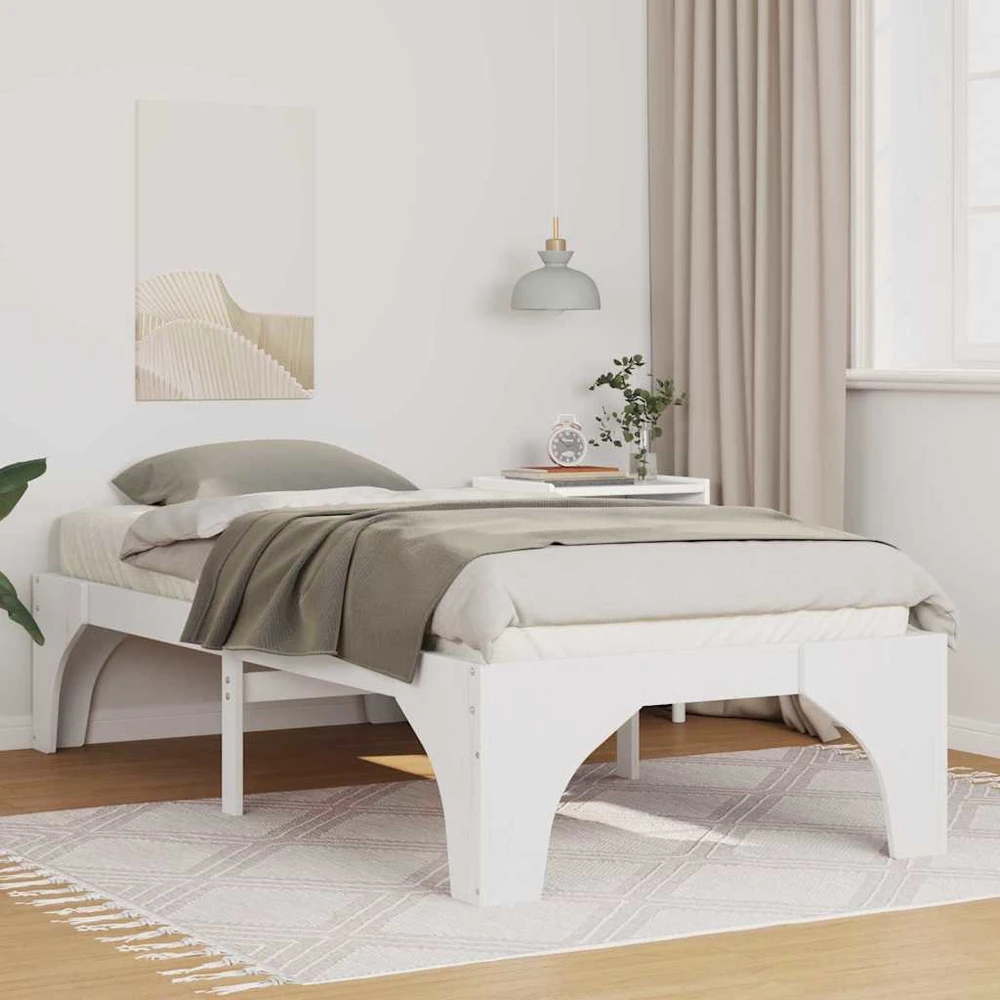 Lova Lovos rėmas Balta 75 x 190 cm Kietos pušies mediena