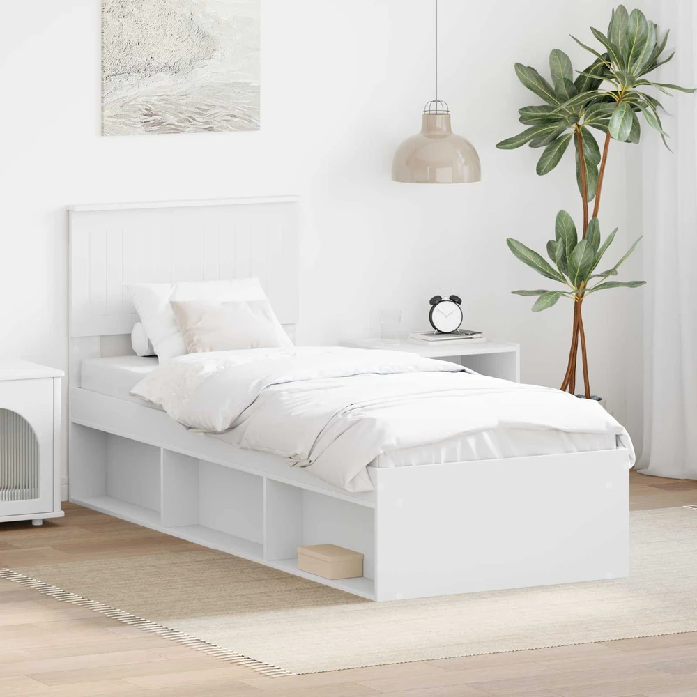 Lova Lovos rėmas Balta 75 x 190 cm Kietos pušies mediena
