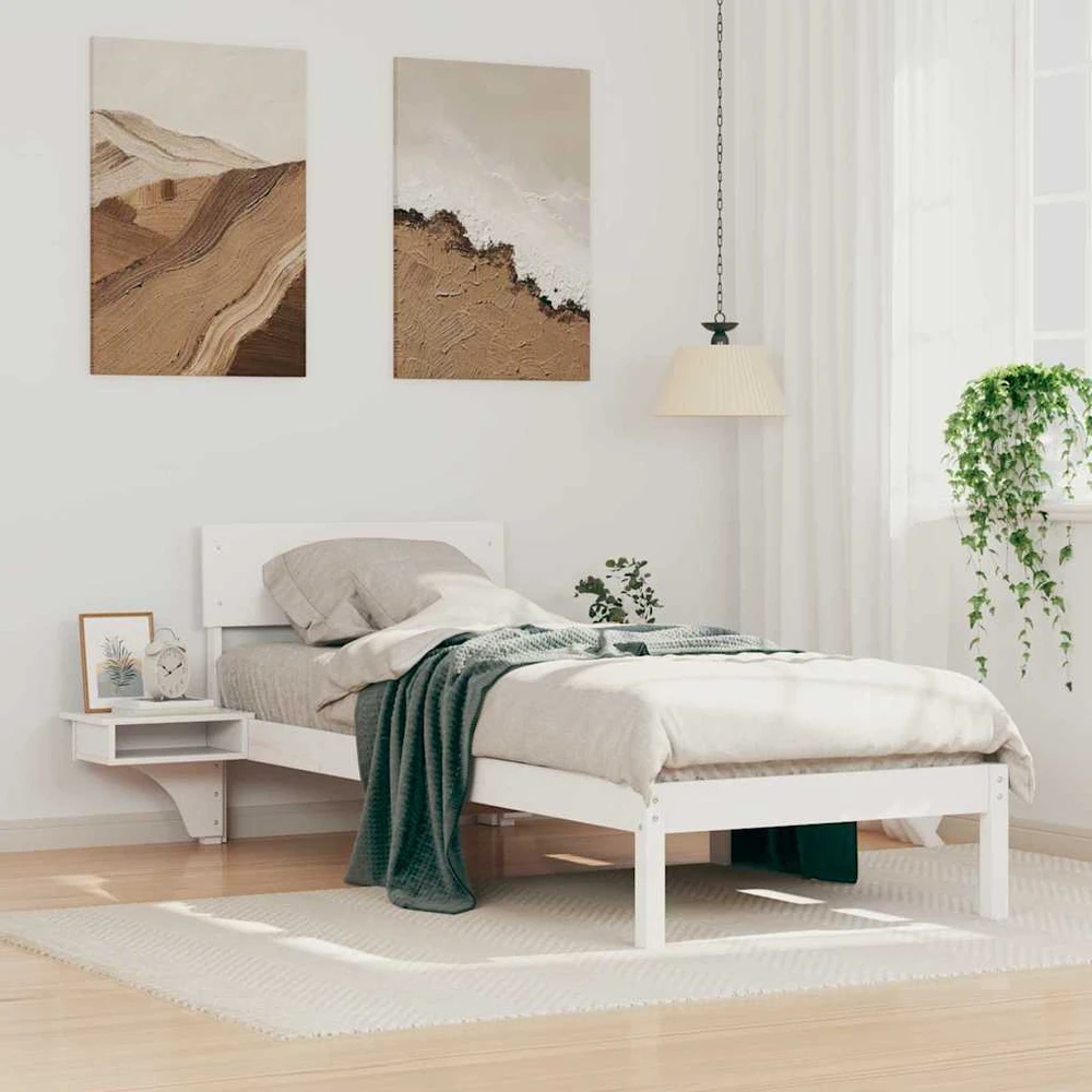 Lova Lovos rėmas Balta 75 x 190 cm Kietos pušies mediena