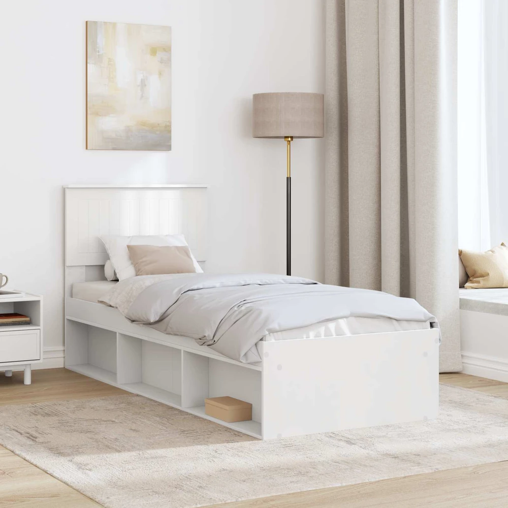 Lova Lovos rėmas Balta 75 x 190 cm Kietos pušies mediena