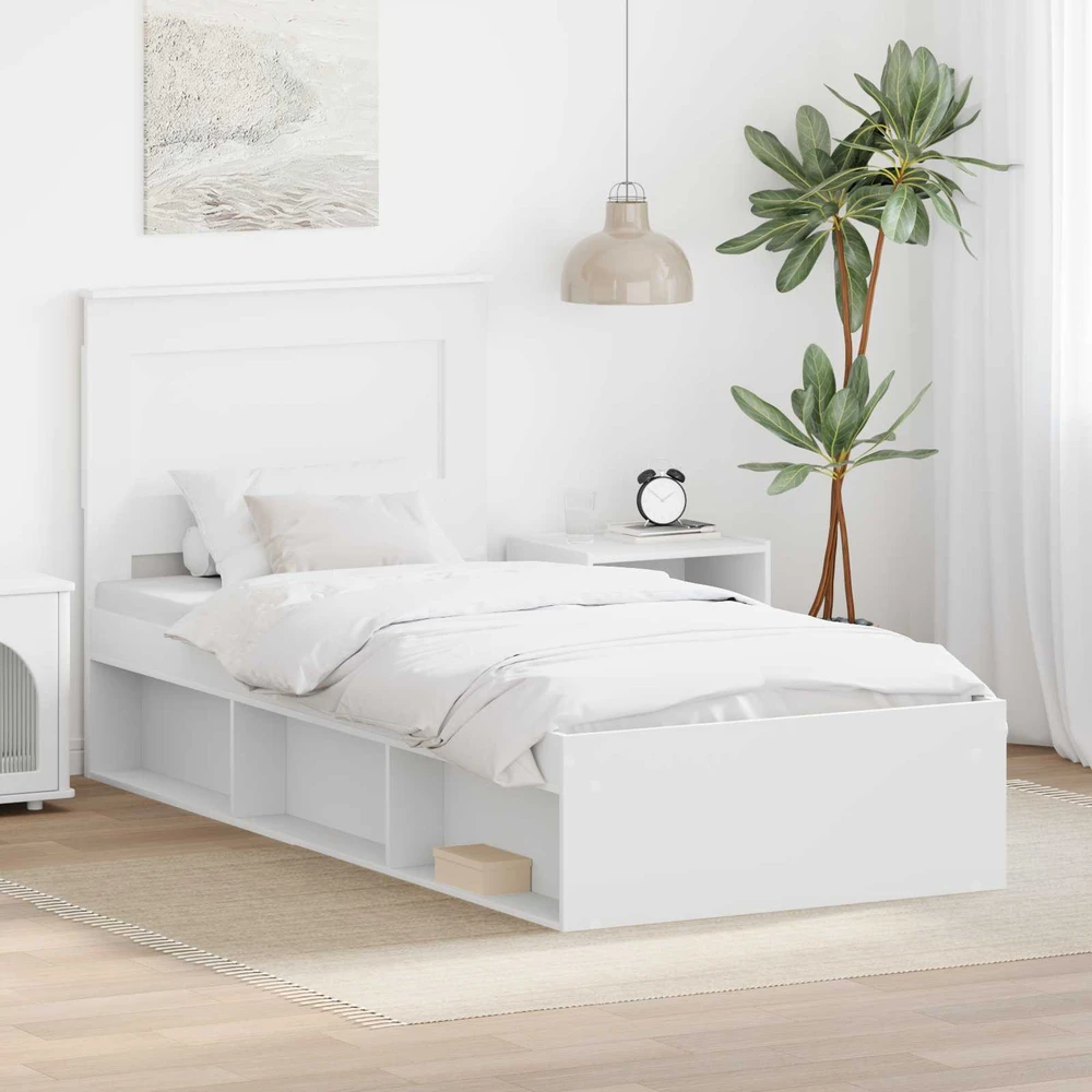 Lova Lovos rėmas Balta 75 x 190 cm Kietos pušies mediena