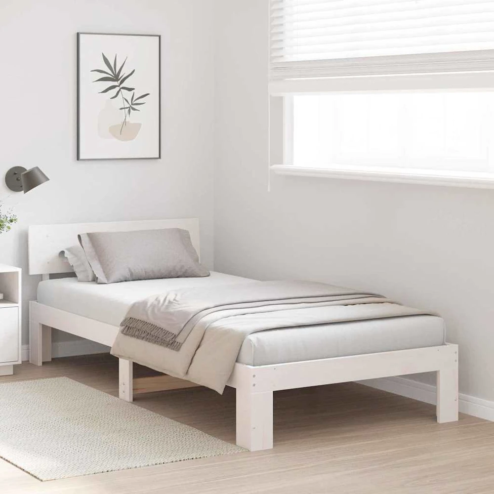 Lova Lovos rėmas Balta 75 x 190 cm Kietos pušies mediena