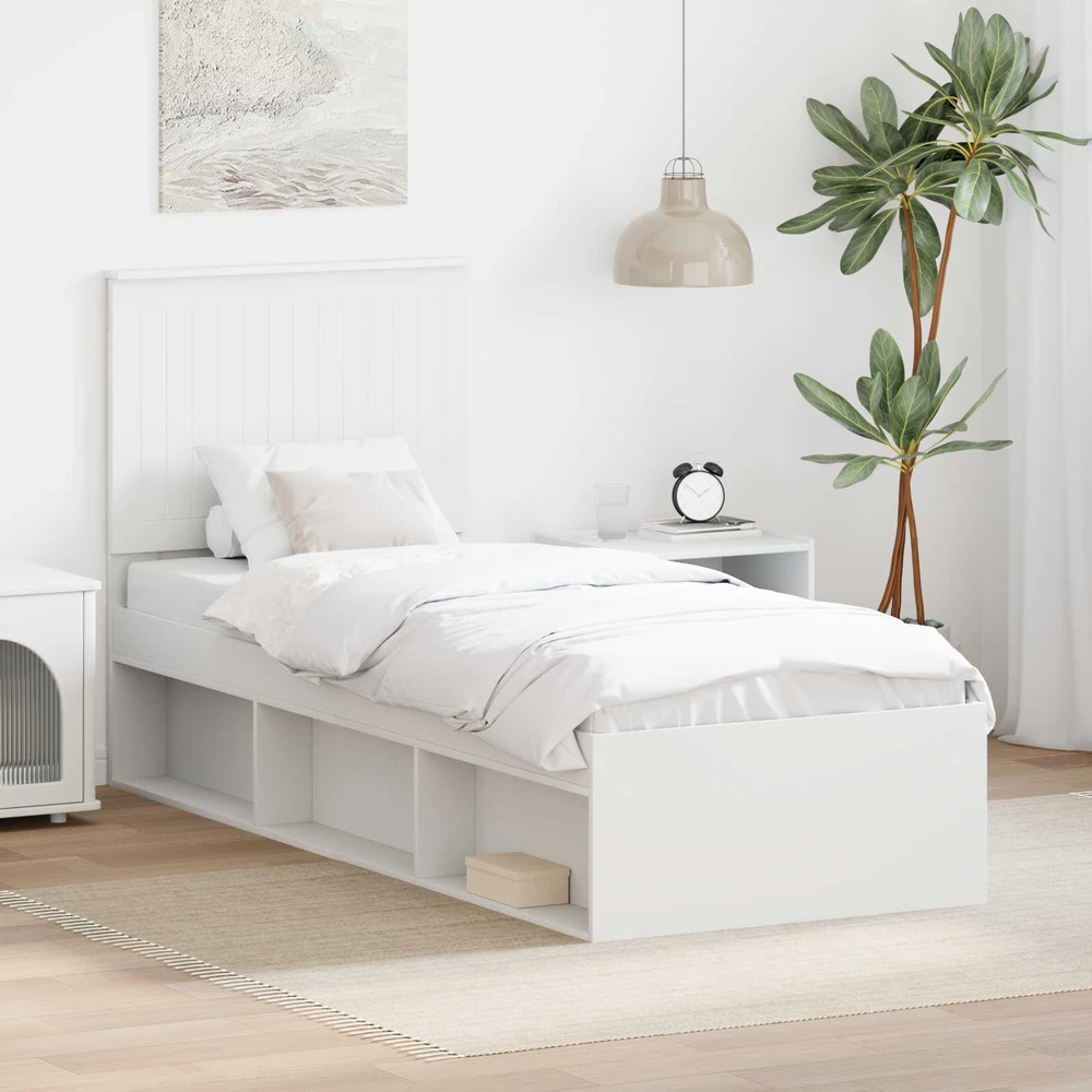 Lova Lovos rėmas Balta 75 x 190 cm Kietos pušies mediena