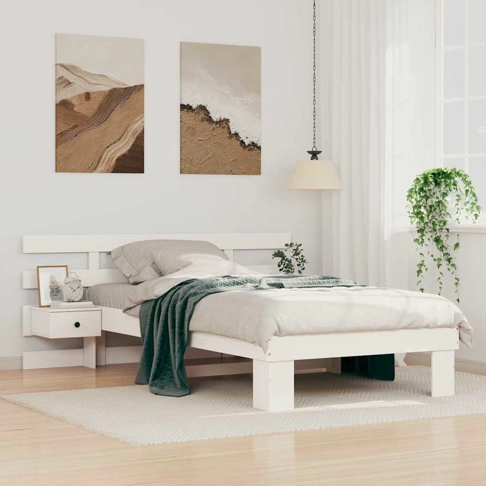 Lova Lovos rėmas Balta 90 x 190 cm Kietos pušies mediena