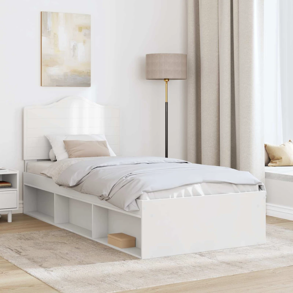 Lova Lovos rėmas Balta 90 x 190 cm Kietos pušies mediena